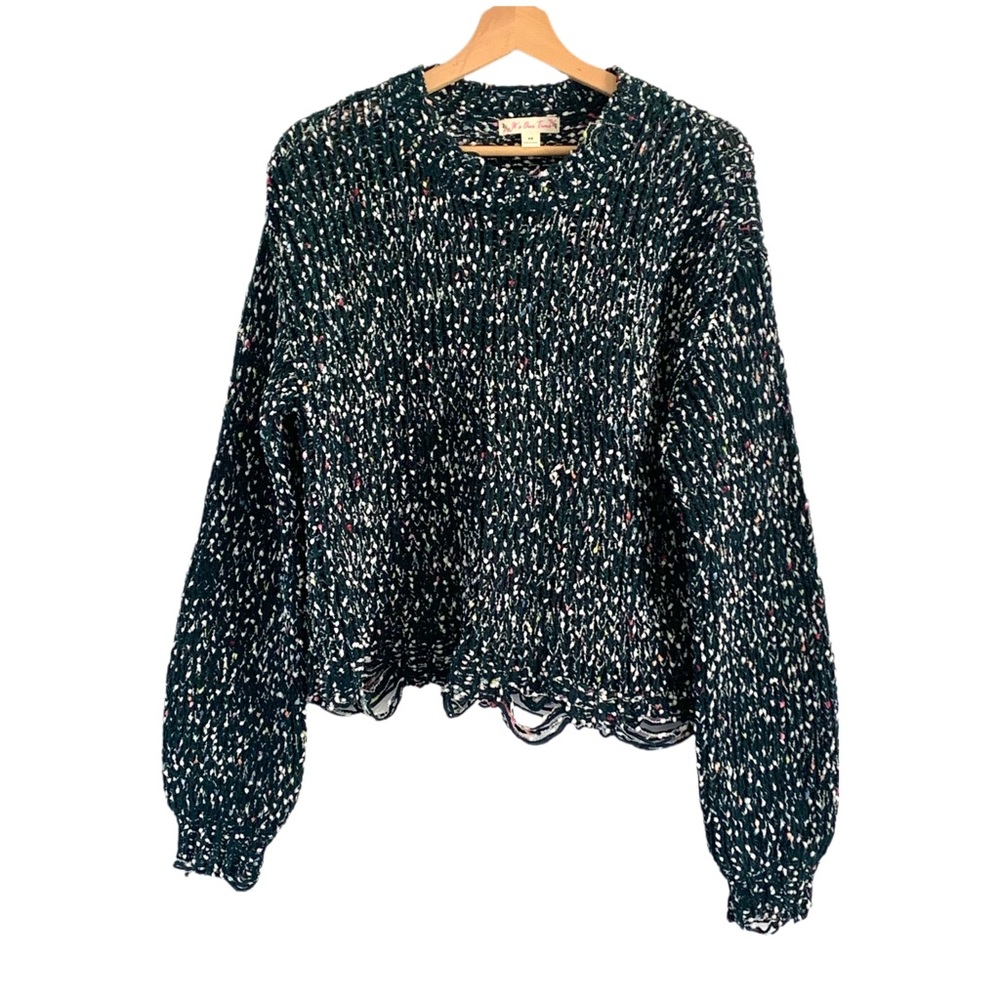 IT'S OUR TIME Green Speckled Knit Cowl Neck Sweater Pullover XS Fairy Goth